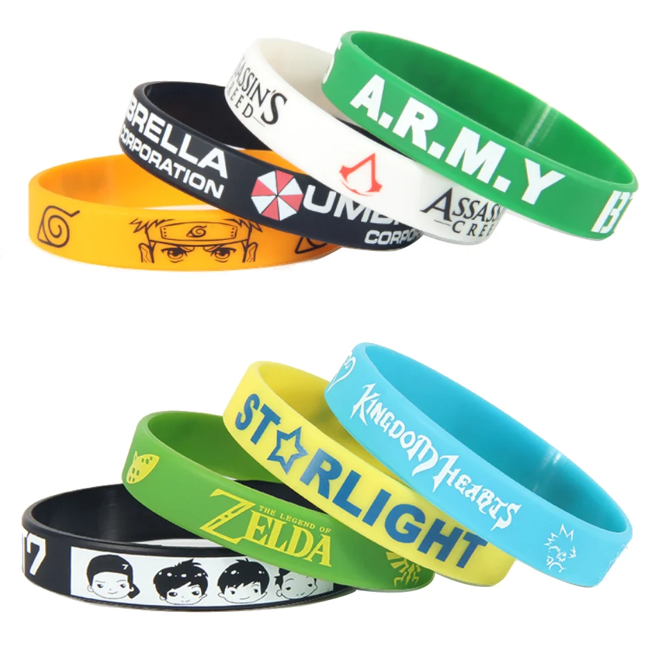 100pcs/50pcs Customized Silicone Bracelets Printed Custom Wristband Personalized Band with Logo Text For Birthday Party, Events