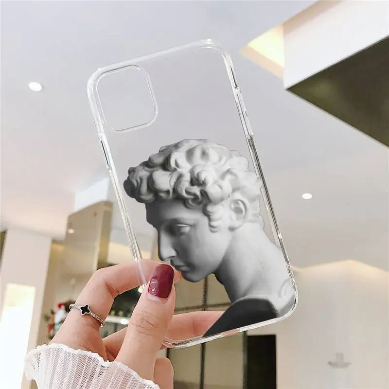 

Abstract Art Statue Phone Case Transparent soft For iphone 5 5s 5c se 6 6s 7 8 11 12 plus mini x xs xr pro max