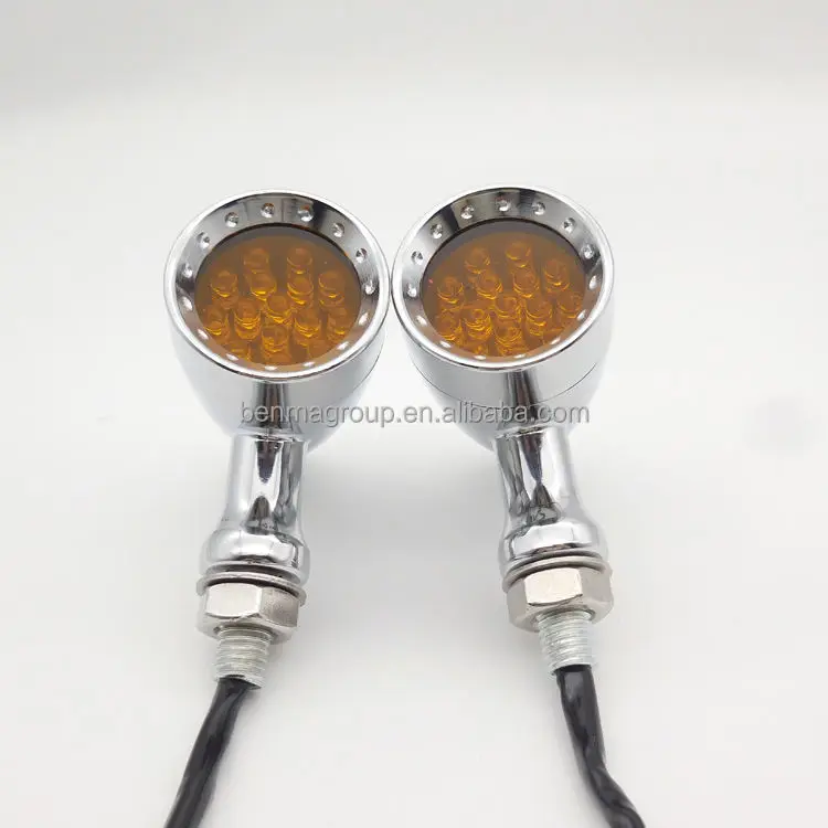 

Chrome led passing light motorcycle cafe racer signal light metal shell