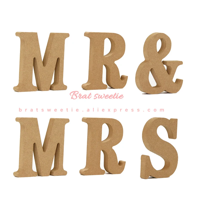 wood MR MRS Деревянные буквы для рукоделия деревянные детские Персонализированные Имя Дети День Рождения вечерние сувениры дома деревенский Свадебные украшения - Цвет: wood MR MRS