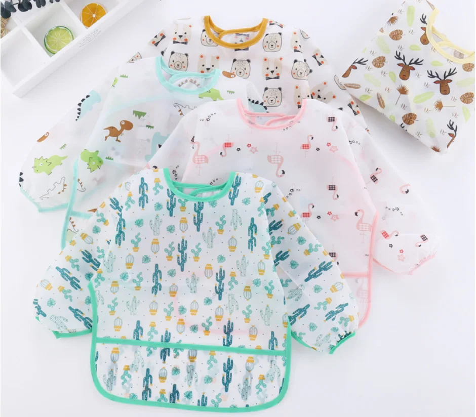 

New Cute Children Baby Kids Toddler Waterproof Long Sleeve Art Smock Feeding Bib Apron Fit 1-4 Years