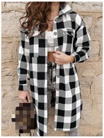 oversize winter warm plaid womens trench coat long sleeve single breasted loose coat female spring fashion casual coats ladies