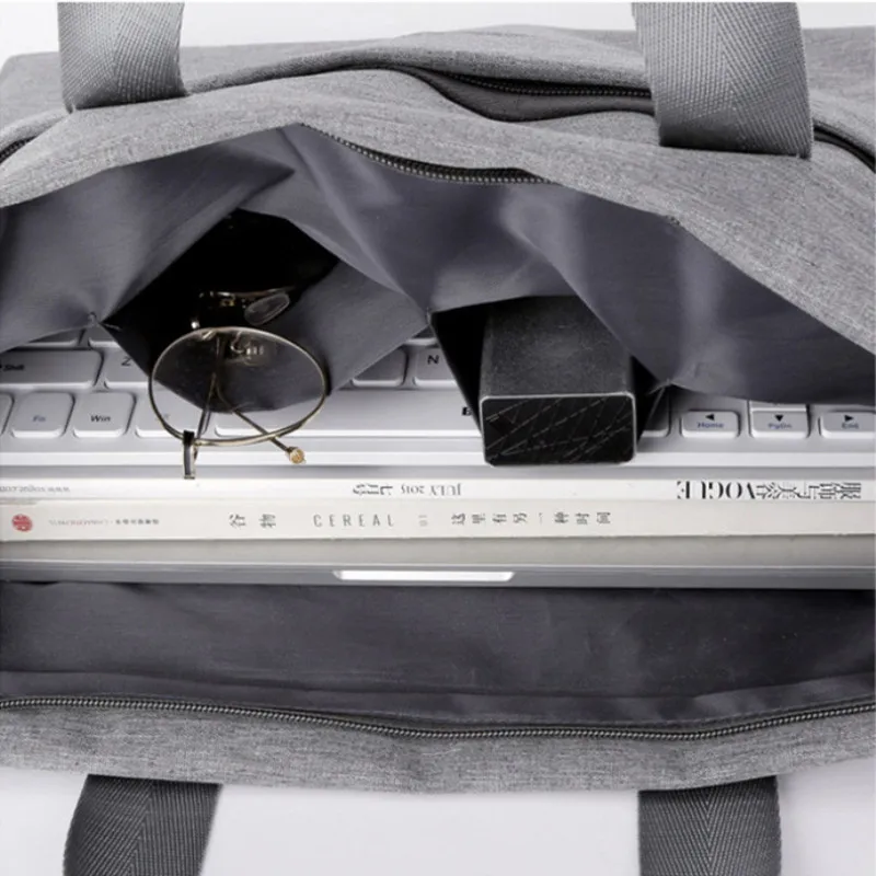14 Inches Briefcase Document Polyester Cloth Stereoscopic Portfolio Portable Office Meeting Multi-functional Laptop Bag 2 Colors