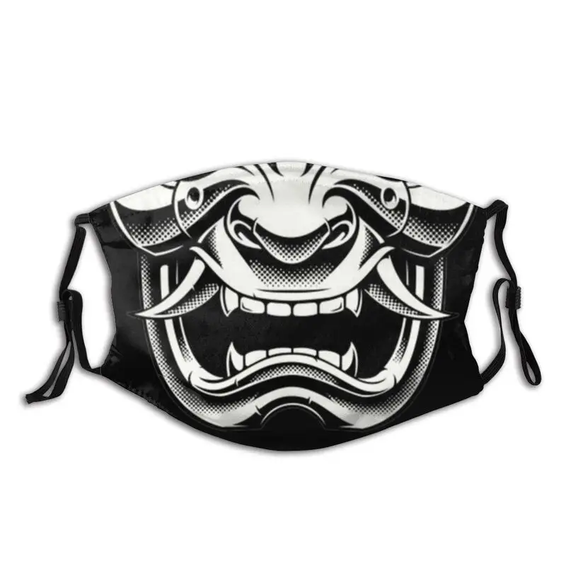 

Белая маска Samurai Oni для взрослых и мужчин, Пылезащитная японская маска тату с фильтрами, защитный респиратор моющаяся маска для рта PM 2,5
