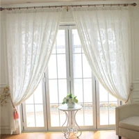 luxury black white velvet guaze curtains floral europe embroidery yarn sheer for bedroom window deco velvet gauze tulle cortinas