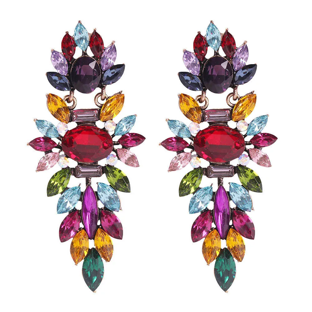 Женские серьги подвески Jouval Boho роскошные в виде листьев стразы ювелирные