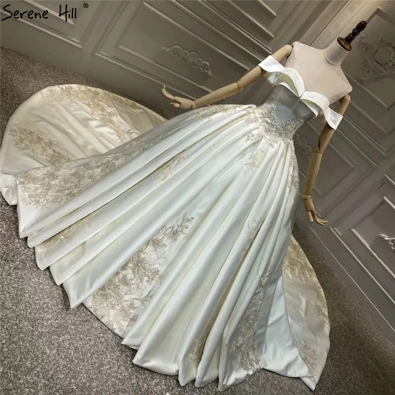 Цвета слоновой кости атласные с открытыми плечами сексуальные свадебные платья