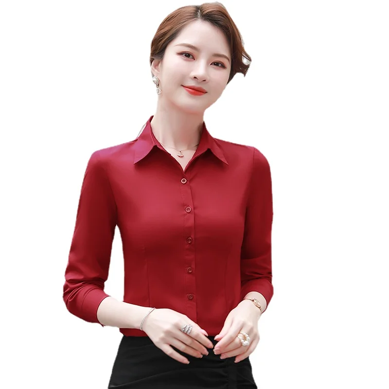 

Korean Long Sleeve Women Shirt Autumn Chiffon Top White Temperament Office Lady Button Up Shirt Camisas Mujer Ladies Tops