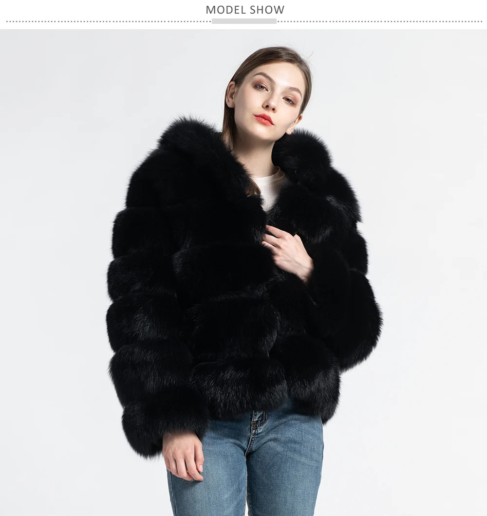 Jancoco Max Женские пальто с натуральным лисьим мехом и капюшоном модный стиль Меховая куртка высокого качества Зимняя теплая S7254