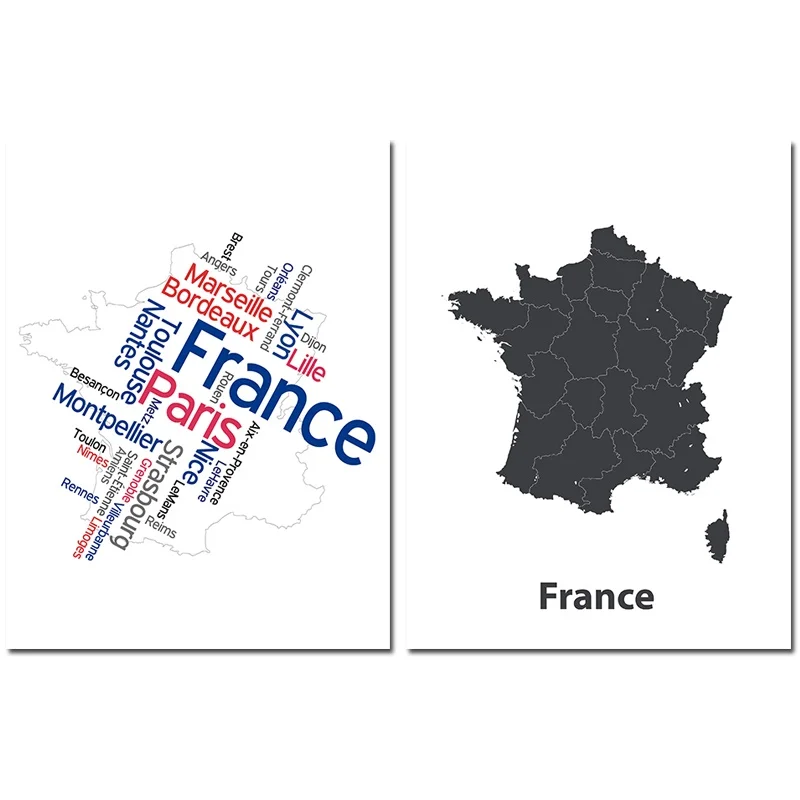 

Nordic Modern Style Abstract Simple Digital France Map Posters Art Canvas Pictures For Living Room Home Decor Painting Unframed