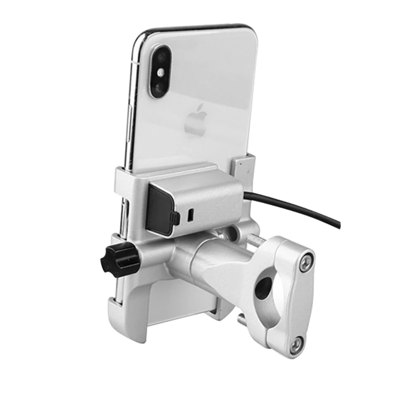 

Universal Aluminum Bike Motorcycle Phone Holder With USB Charger Support Moto GPS Handlebar Bracket Stand for SmartPhone Mount