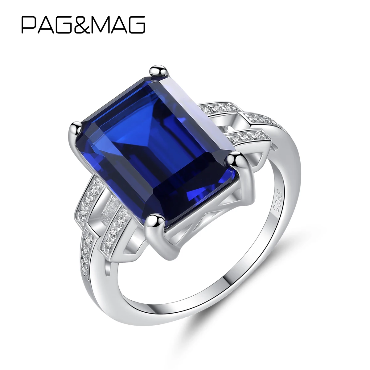 Женское кольцо с сапфиром PAG & MAG из стерлингового серебра 925 пробы синими