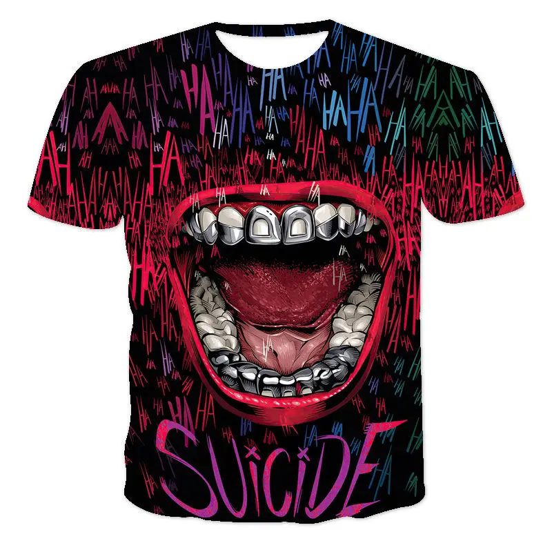 

2021 New 3D Printing Big Mouth Cartoon Unisex Short Sleeve Personalized Round Neck Pullover XXS-6XL Plus Size T-Shirt Wholesale