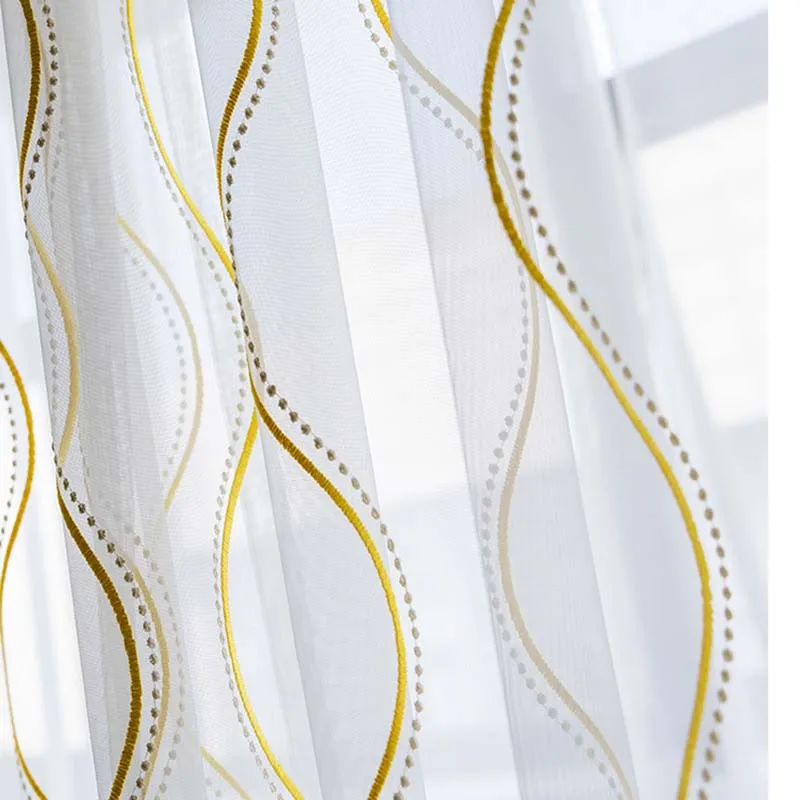 Yellow/Grey Striped Curtains for Living Room Nordic Classic Window Drapes Yellow Blackout Panel Fabric for Bedroom W-ZH029#20