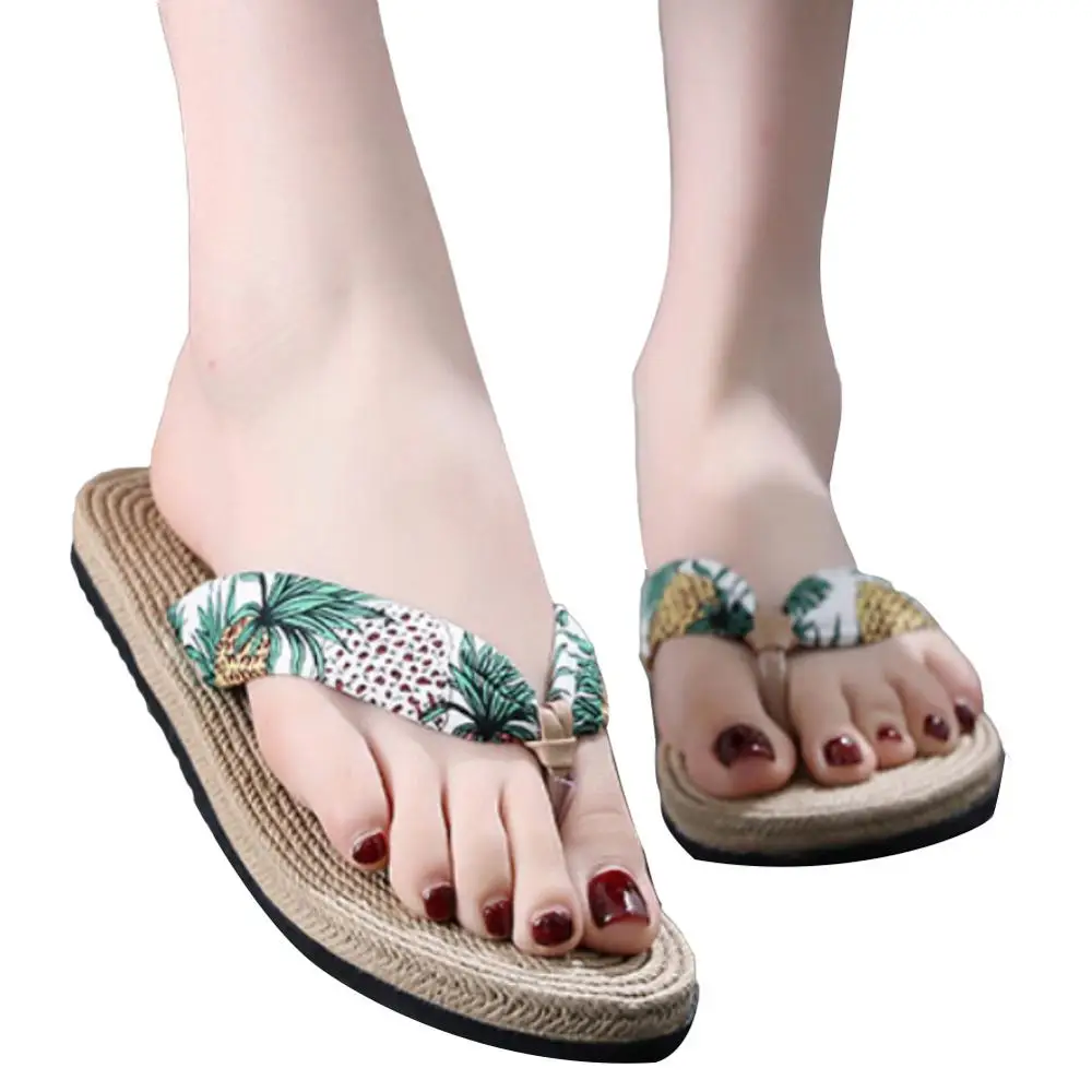 

Women Shoes Summer Bohemia Floral Beach Sandals Wedge Platform Thongs Slippers Flip Flops For Women Platform Slippers