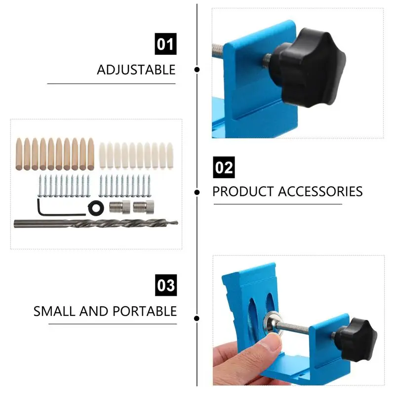 

46 Pcs/Set Woodworking Oblique Hole Locator Drill Bits Pocket Hole Jig Hole Puncher for Wood Home Worker