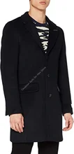 Chaqueta larga negra con solapa de muesca para hombre, Blazer de lana hecha a medida, ropa de fiesta, solo una capa, traje de invierno, 1 pieza, 50% (4)