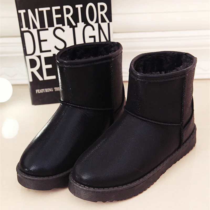 

Flat with anti-skid short tube winter new flat-bottomed thick pearly snow boots women