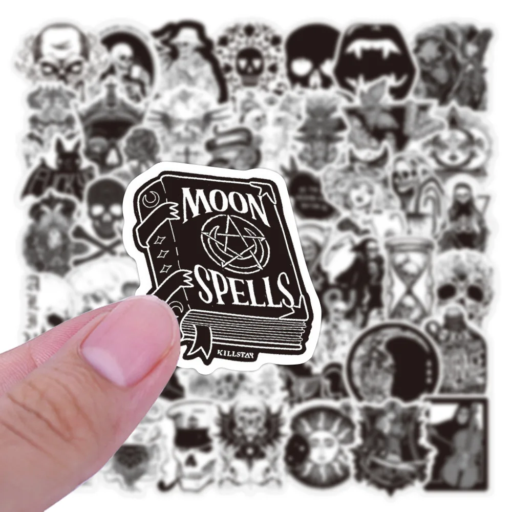 

100 шт. черно-белые готические стикеры в стиле ужасов, скелета, граффити, наклейки «сделай сам» для ноутбука, багажа, гитары, скейтборда, автом...