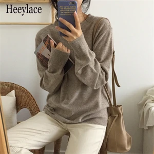 6 Colors Basic Solid Bottom Soft All Match Femme Chic 2021 Autumn Hot Knitted Women Loose Stylish New Tops Fashion Sweaters