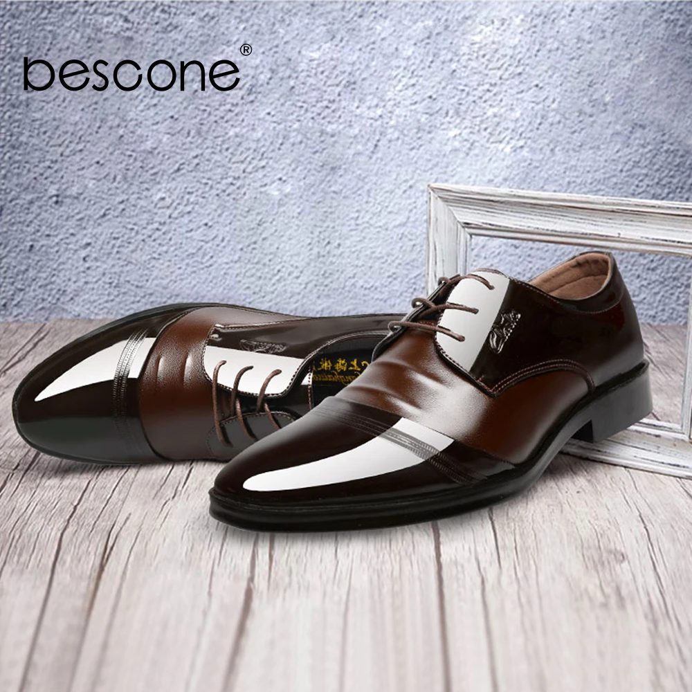 BESCONE/деловая Мужская обувь в строгом стиле однотонные туфли дерби с перекрестной