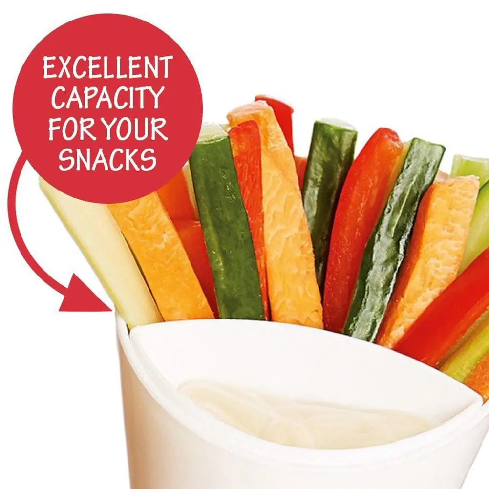 

Plastic Cup Self Stand 2 in 1 French Fries Shelf Holder Assorted Sauce Chips Snack Cone Dip Cup Tableware Two Cup-mouth Kitchen