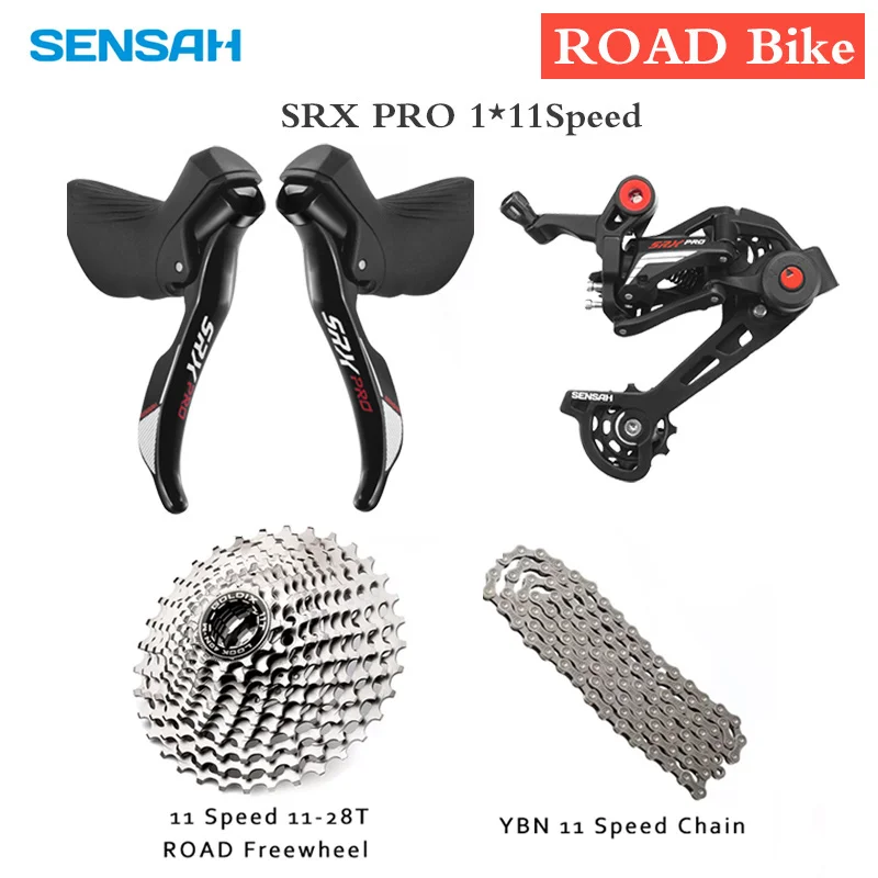 

SENSAH SRX PRO 1x11 Speed Road Bike Shifter Lever 11S Bicycle Rear Derailleur Set 170/175mm Crankset Procket 11V YBN Chain
