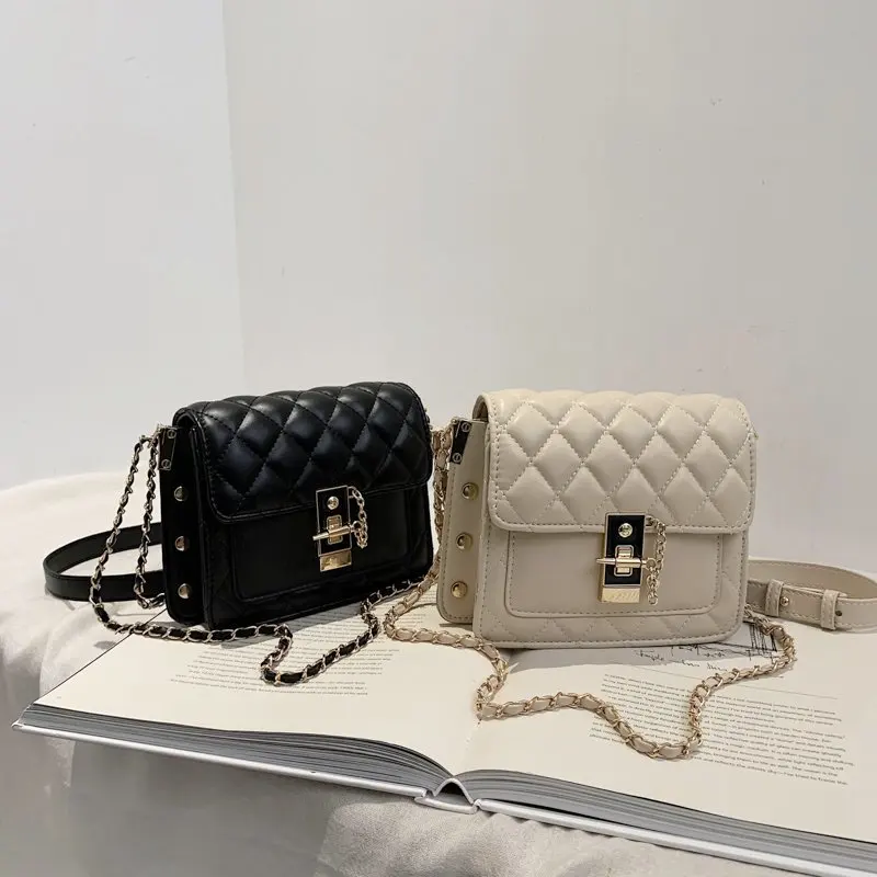 

Chain Design Small PU Leather Crossbody Bags for Women 2020 Trend Branded Handbags and Purses Women's Lux Shoudler Hand Bag