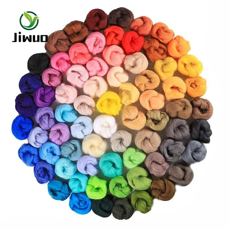 

Jiwuo 500g Soft Felting Wool Fiber Roving Needle Felting Natural DIY Hand Spinning Sewing Doll Needlework Mixed Color Fibre Arts