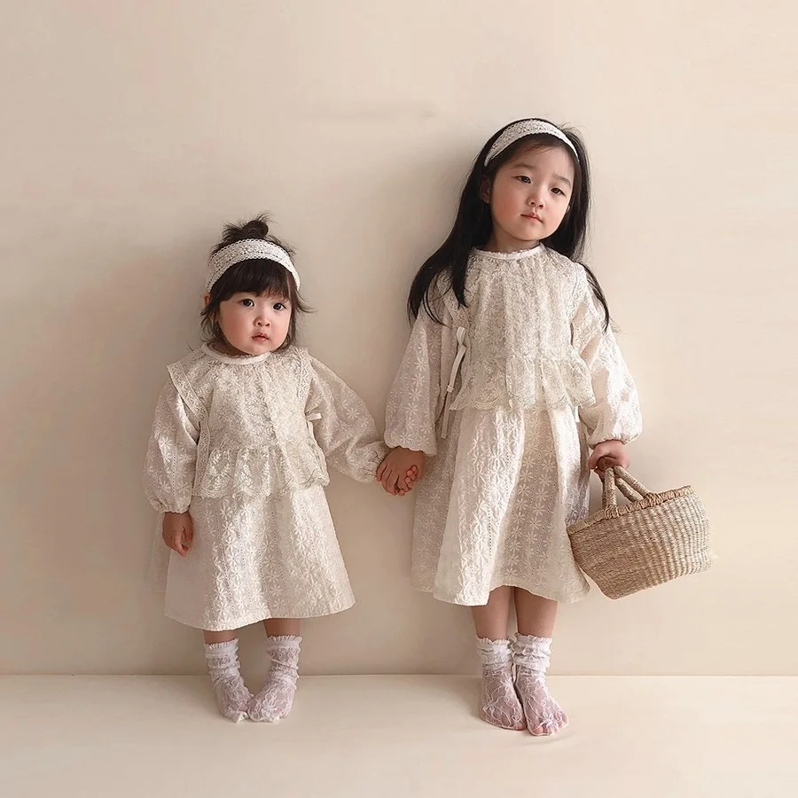 Новинка осени 2021 одежда с длинным рукавом для маленьких девочек элегантное белое