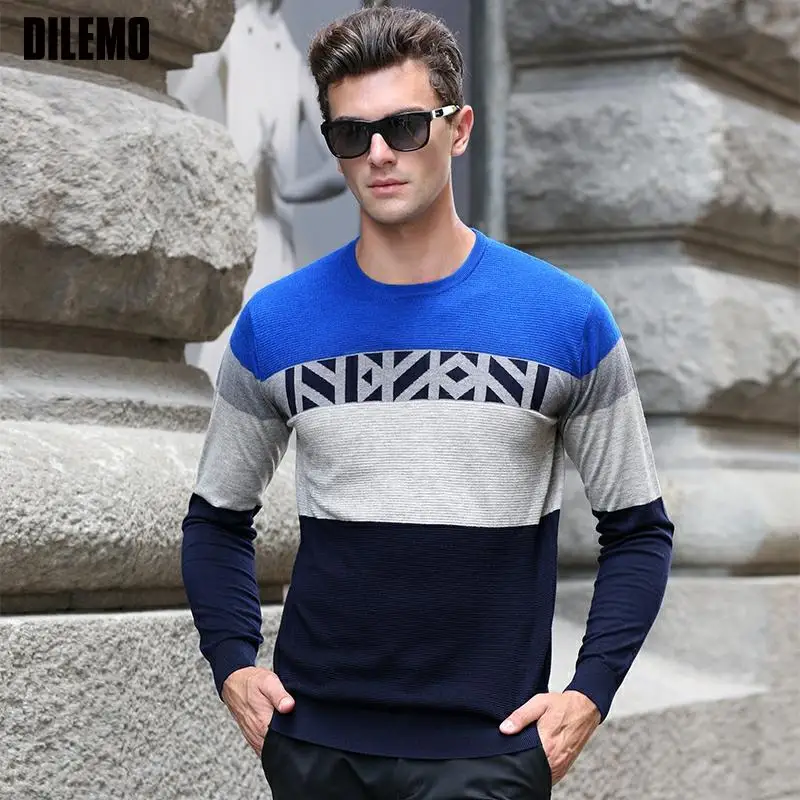 

New Brand Knit Pullover Crew Neck Fashion Sweater Mens Autum Winter Korean Trendy Woolen Casual Jumper Top Quality Men Clothing