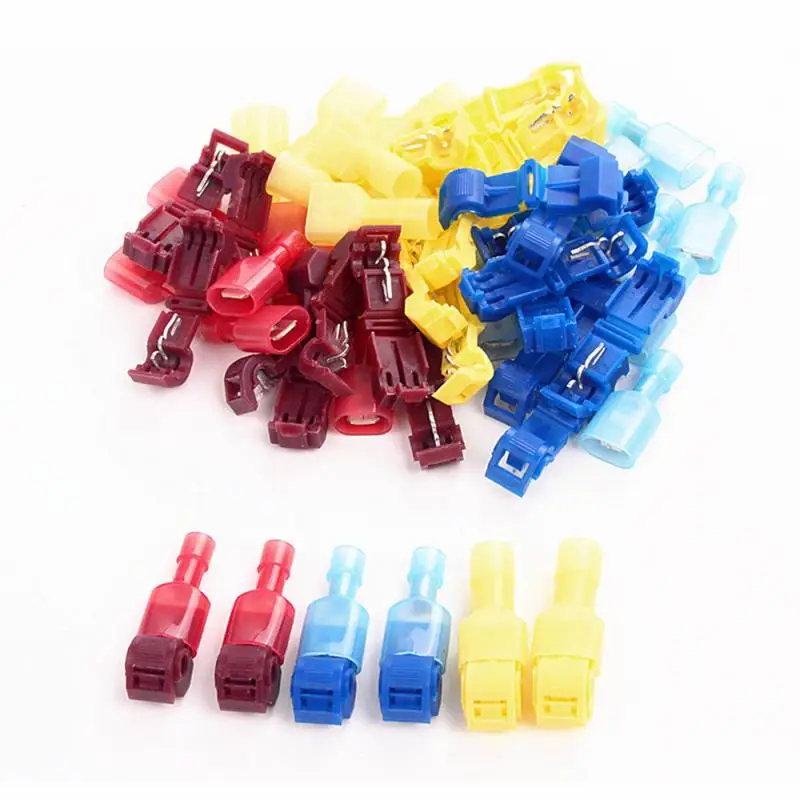 

T-Tap Wire Connectors, Self-Stripping Quick Splice Electrical Terminals, Insulated Male Quick Disconnect Spade New