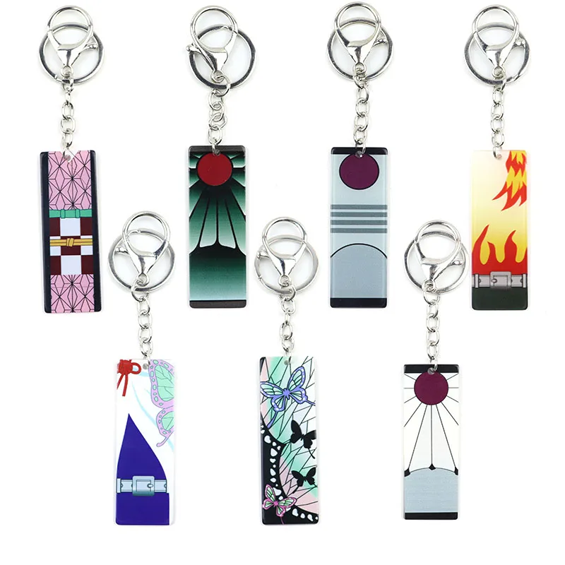 

Anime Keychain Demon Slayer kimetsu no yaiba Keyrings Acrylic Pendant Key Chain Buckle Backpack Keyholder llavero Fans Gift