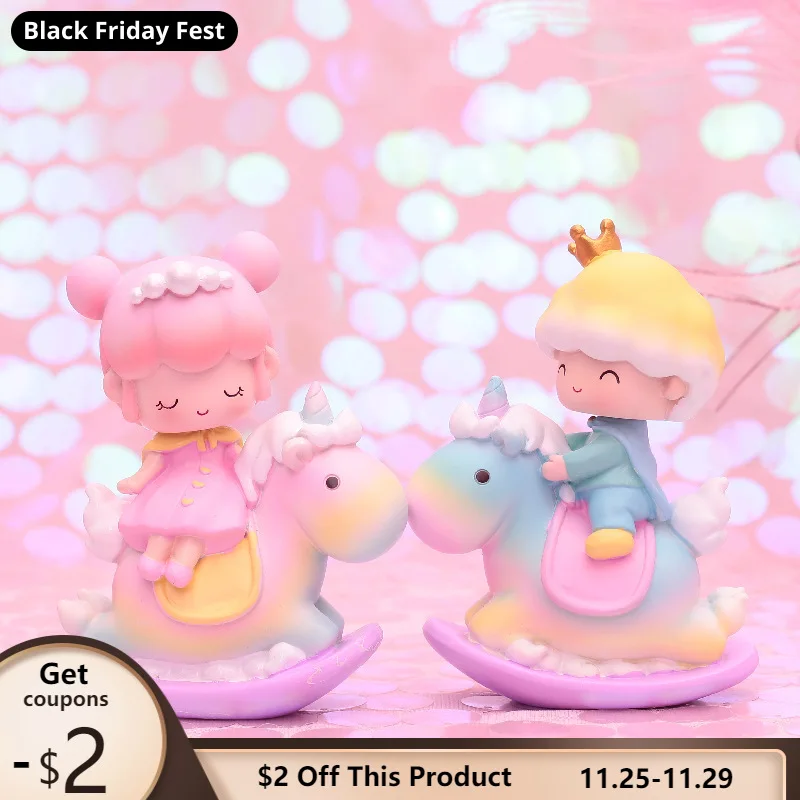 

Cartoon Little Fairy Tale Trojan Horse Ornaments Toy Couple Prince Princess Birthday Cake Gift Decorations Car Elf on the Shelf