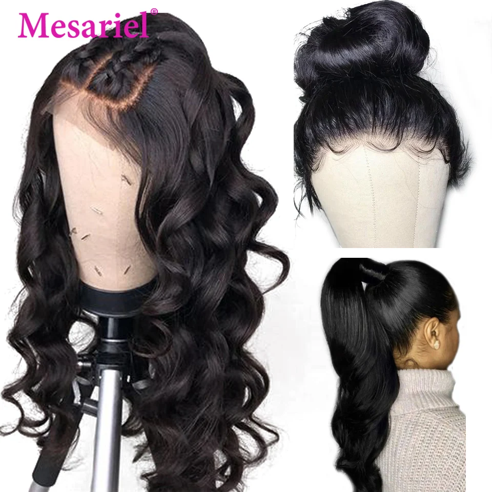 Mesariel 360 парики из натуральных волос на кружеве предварительно сорванные 150%