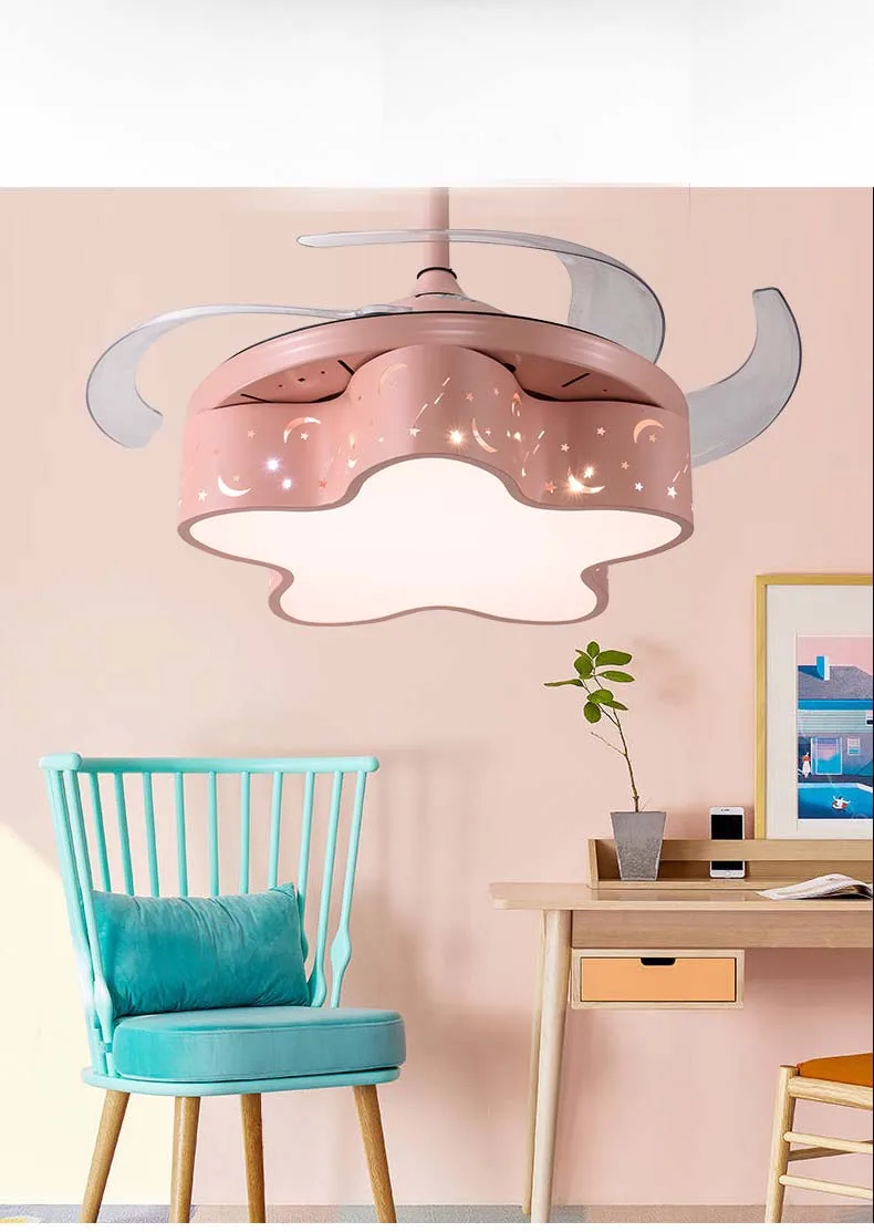 Светодиодный потолочный вентилятор 42 дюйма светильник для детской комнаты