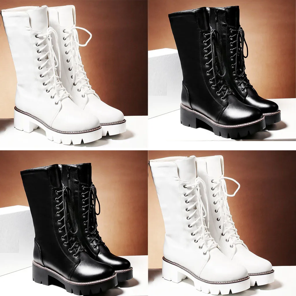 Ботфорты на шнуровке туфли квадратном каблуке пикантные сапоги высоком женские