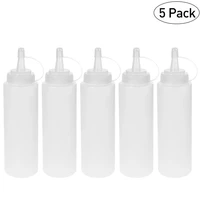 bestomz 5pcs 200ml 8oz plastic squeeze squirt condiment bottles with on lids dispensers for ketchup mustard hot sauces olive oil