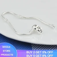 yanhui 100 original 925 solid silver snake chain charm bracelet fit brand beads charms basic bracelets women silver 925 jewelry