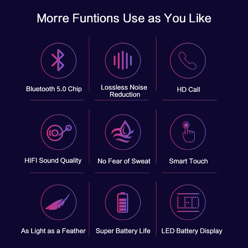 

TWS Bluetooth 5.0 Wireless Headphones HD Calling Headsets 3500mAh Charging Box Earphones Waterproof With Mic For Smart Phone