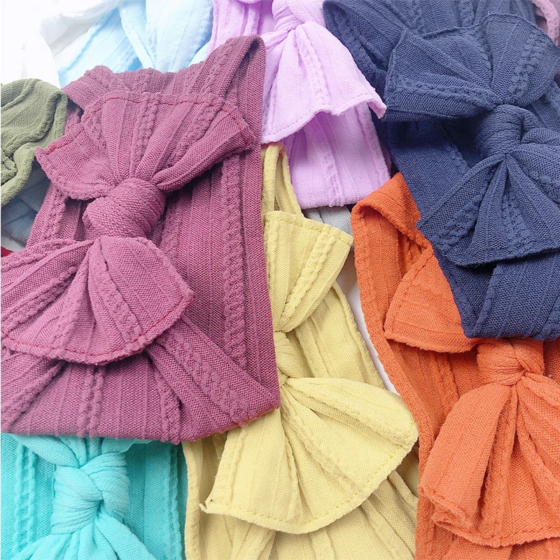 Оптовые цены 10 шт. Мягкие вязаные повязки на голову для маленьких девочек с