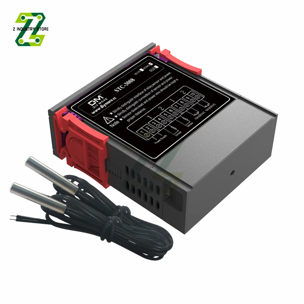 STC-3008 двойной цифровой регулятор температуры гигрометр C/F термостат с двумя