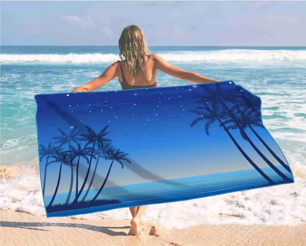 

Coconut Tree Starry Sky Beach Towel Digital Printed for Adult Quick Drying Swimming Surf Shower Towel Travel Yoga Beach Blanket