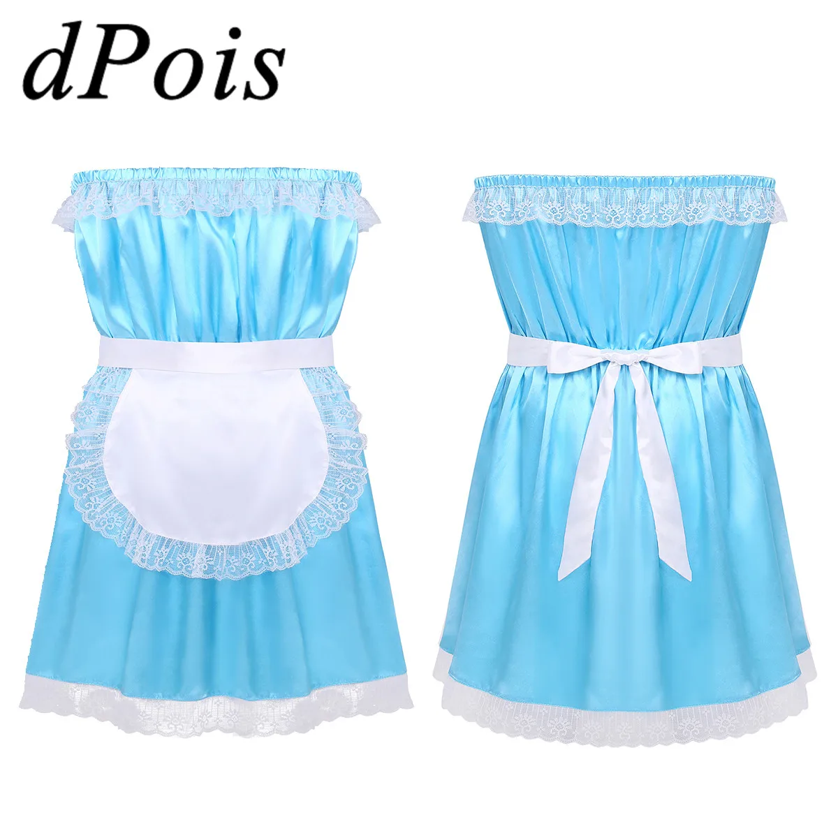 Женское атласное платье Мужская эротическая ночная рубашка с кружевом для игр