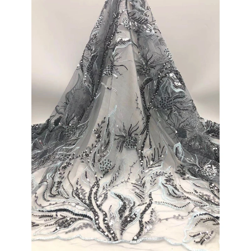 

Lace Fabric For Dresses 2020 High Quality Solid Pattern Embroidery Sequins Beauty Dry Lace For Women Dress 5 Yards