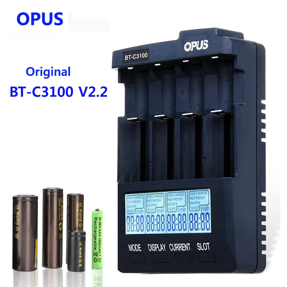Умное зарядное устройство OPUS C3100 ЖК-дисплей для Li-Ion NiCd NiMH AA AAA 10440 14500 18650 17335 17500 |