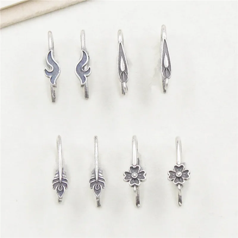 1pair Hot 925 Sterling Silver Handmade Earring Finding Material  Old Leaf Ear Hook DIY Jewelry Making Supplies Accessories