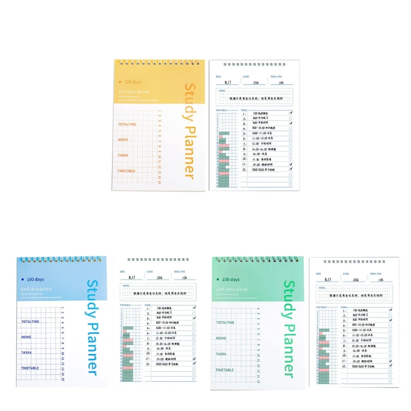 

A5 Spiral Daily Planner 100 Days Study Planner with Timetable for student Adult 87HC