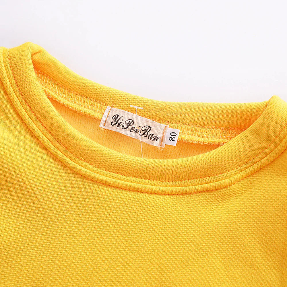 Футболка с длинным рукавом для мальчиков и девочек толстым круглым воротником