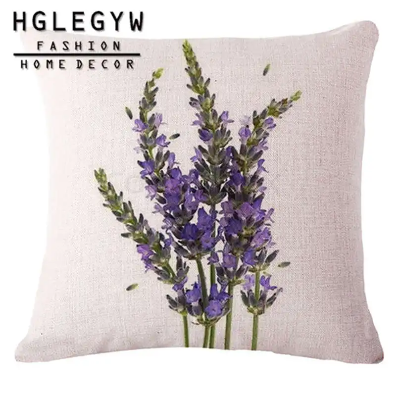 Романтический чехол для подушки с рисунком лаванды наволочки из хлопка и льна